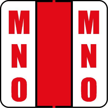 Tabbies 62237 - POS 3700 Compatible Ringbook Alpha 62230 Label Series, 1-1/2" RINGBOOK ALPHA 'MNO', RED, 1-1/2"H X 1-1/2"W, 150/PACK