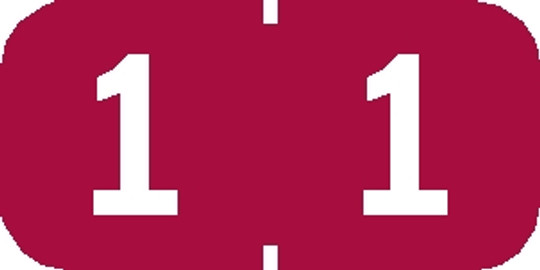 Tabbies 71201 - Tab Products Compatible Numeric 71200 Label Series, 1/2" NUMERIC LABEL '#1', RED, 1/2"H X 1"W, 500/Roll