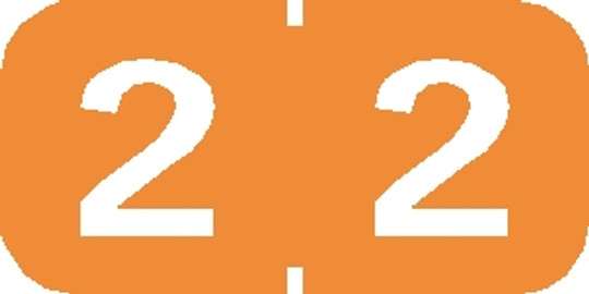 Tabbies 71202 - Tab Products Compatible Numeric 71200 Label Series, 1/2" NUMERIC LABEL '#2', LIGHT ORANGE, 1/2"H X 1"W, 500/Roll