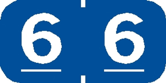 Tabbies 71206 - TAB PRODUCTS COMPATIBLE NUMERIC 71200 LABEL SERIES, 1/2" NUMERIC LABEL '#6', BLUE, 1/2"H x 1"W, 500/ROLL