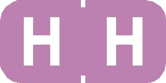 Tabbies 71228 - TAB PRODUCTS COMPATIBLE ALPHA 71220 LABEL SERIES, 1/2" ALPHA LABEL 'H', LILAC, 1/2"H x 1"W, 500/ROLL