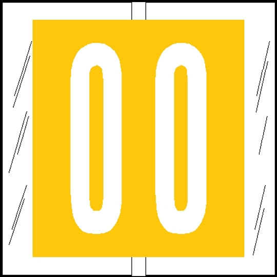 Tabbies 81500 - Original Col'R'Tab Numeric 81500 Label Series, 1-1/2" NUMERIC TAB '#0', YELLOW, 1-1/2"H X 1-1/2"W, 104/PACK