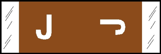 Tabbies 81960 - ORIGINAL Col'R'Tab ALPHA 81950 LABEL SERIES, 1/2" HORIZONTAL/VERTICAL ALPHA TAB 'J', BROWN, 1/2"H x 1-1/2"W, 100/PACK