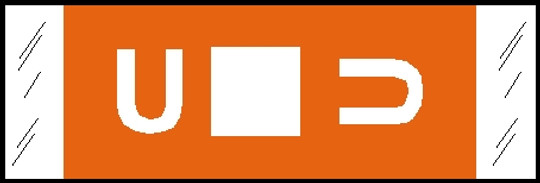Tabbies 81971 - ORIGINAL Col'R'Tab ALPHA 81950 LABEL SERIES, 1/2" HORIZONTAL/VERTICAL ALPHA TAB 'U', ORANGE, 1/2"H x 1-1/2"W, 100/PACK