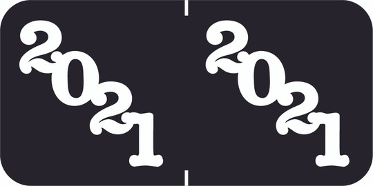 Tabbies 90421 - JETER COMPATIBLE YEARCODE 90400 LABEL SERIES, 3/4" YEARCODE LABEL '21', BLACK - WHITE PRINT, 3/4"H x 1-1/2"W, 500/ROLL