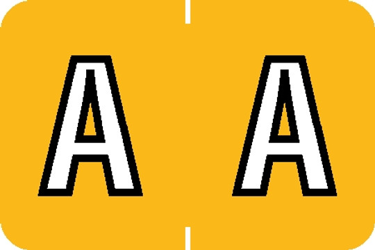 Tabbies 91421 - COLWELL JEWEL-TONE COMPATIBLE ALPHA 91420 LABEL SERIES, 1" ALPHA LABEL 'A', YELLOW, 1"H x 1-1/2"W, 500/ROLL