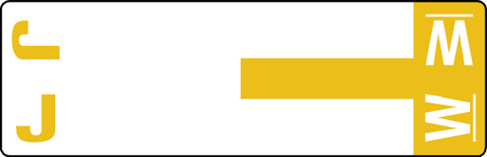Tabbies 91930 - SMEAD NCC COMPATIBLE ALPHA 91920 LABEL SERIES, 1-5/32" ALPHA LABEL 'J&W', YELLOW, 1-5/32"H x 3-5/8"W, 100/PACK