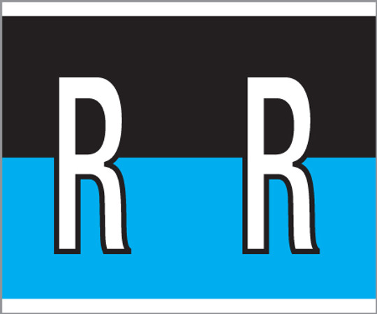 Tabbies 139-R - KARDEX PSF-139 COMPATIBLE ALPHA LABEL SERIES, 1-1/4" ALPHA LABELS 'R', BLACK/BLUE, 1-1/2"H x 1-1/4"W, 500/ROLL
