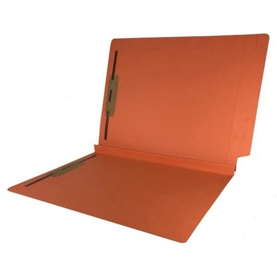 Colored Expansion Folders - Reinforced Top & End Tabs - 1-1/2" Expansion - 14 PT. Orange - Fasteners in Positions 1 & 3 - Letter Size - 50/Box