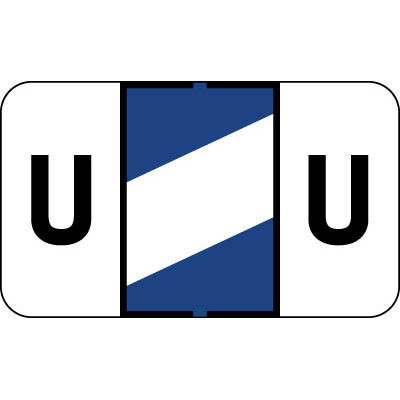 Control-o Fax Alpha Label System - Letter 'U' - Dark Blue W/ White Stripe - 15/16" H x 1-5/8"W - Sheets For File Box - 225 Labels Per Pack