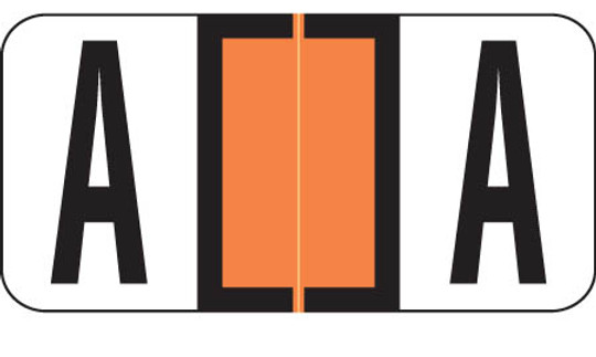 Reynolds and Reynolds Alphabetic Labels - A - Orange - 500/Roll- 3/4"H X 1-1/2"W"