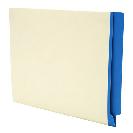 Manila File Folders with Blue Color Stripe on End Tab -Letter Size - 11 Pt. Stock - Two Ply Tab - 100