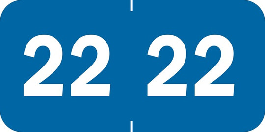 Tabbies 70222 - 3/4" Yearcode Label '22' - Blue - 3/4"H x 1 1/2"W - 500/Roll
