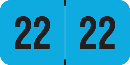 PMA FLUORESCENT 2022 FL BLUE Year Label 3/4"H X 1-1/2"W END TAB 500/ROLL