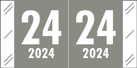 Col'R'Tab 2024 Yearband Label (Rolls of 500) - Grey - CRYM Series - Laminated -3/4" H x 1-1/2" W