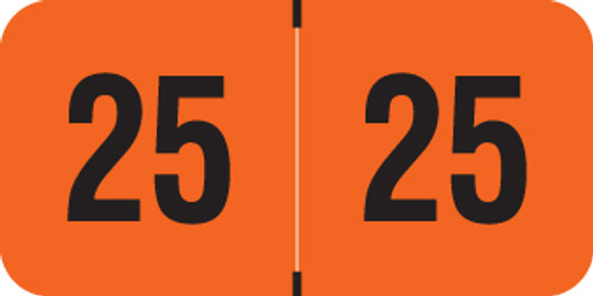 2025 Year Label - Traco - 3/4" x 1-1/2"- Orange - Laminated - 500/Roll