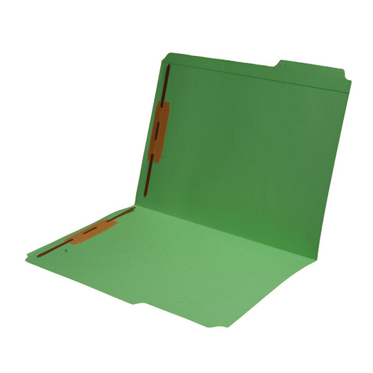 Top Tab Green Colored File Folder, Letter Size, 1/3 Cut Assorted Tab Positions, 2 Bonded Fasteners in Positions 1 & 3