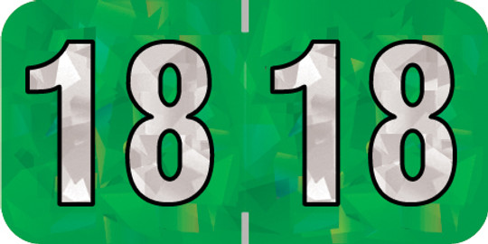 Holographic Yearband Label (Rolls) 500 - 2018 - Green - HGYM Series - Polylaminated