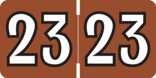 2023 Colwell Year Labels On Sheets -  1/2" H X 1-1/8" W - Brown Colored Labels - 225/Pack