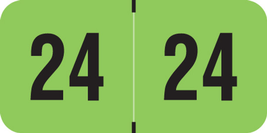 PMA Fluorescent Yearband Label (Rolls Of 500) - 2024 - Fl. Green - FGYM Series - Laminated