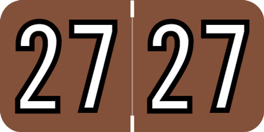 Barkley 2027 Yearband Label - 3/4" H x 1-1/2" W -  Brown/Black - BAYM Series - Laminated - 500/Roll