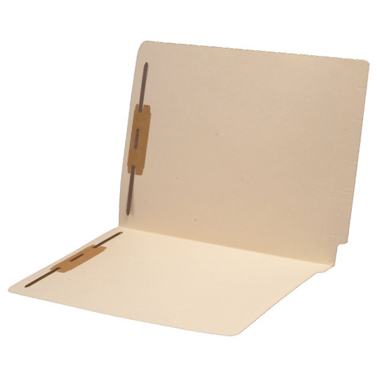 End Tab Folder with Drop Front with Fasteners in Positions 1 & 3 - 11 PT. Manila - Letter Size - 50/Box