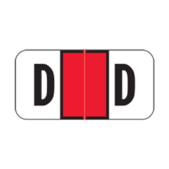 JETER Alphabetic Labels - 2900 Series Sheets for Binder - D- Red-225 Per Pack