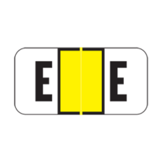 JETER Alphabetic Labels - 2900 Series Sheets for Binder - E- Yellow -225 Per Pack