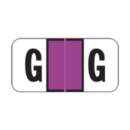 JETER Alphabetic Labels - 2900 Series Sheets for Binder - G- Purple-225 Per Pack