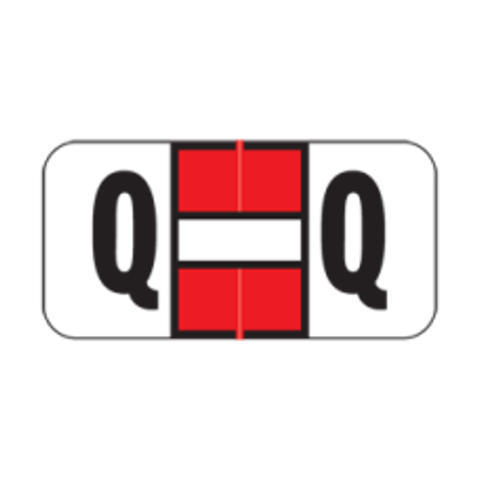 JETER Alphabetic Labels - 2900 Series Sheets for Binder - Q- Red-225 Per Pack