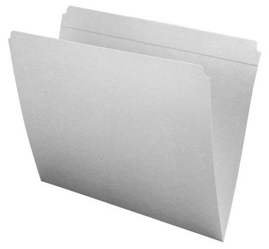 White letter size reinforced top tab folder with full cut top tab. 11 pt white stock. Packaged 100/500