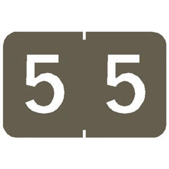 TABBIES NUMERIC 90100 LABEL SERIES, 1" NUMERIC LABEL '#5', GRAY, 1"H x 1-1/4"W, 500/ROLL