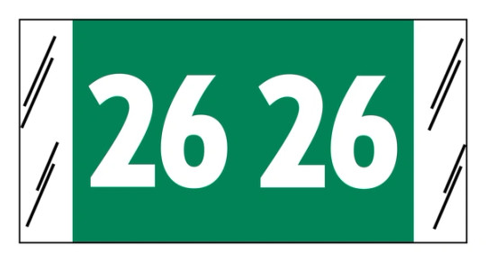 2026 Year Label - Col'R'Tab - 3/4" x 1-1/2" -Green  - Laminated - 250/pack