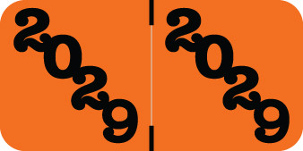 JETER 2029 ORANGE Year Label 3/4"H X 1-1/2"W END TAB 500/ROLL