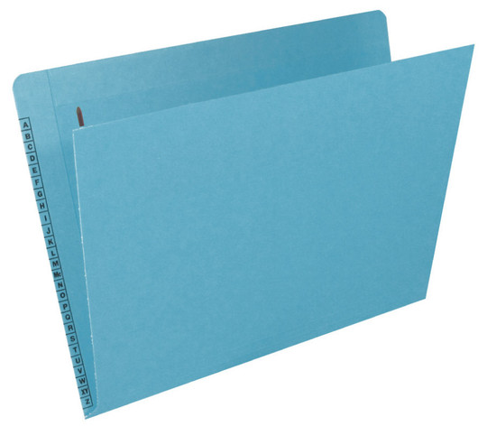 Kardex Folders - End/Top Tab - Alphabetic - Fasteners in 1 & 4 - Letter Size - 3/4" Expansion - Blue - 50/Box