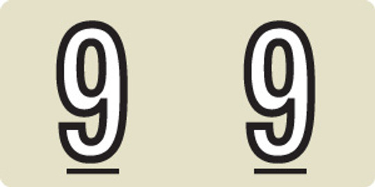 0-9 Labels Kardex Compatible 1/2" '9' TAN - 500/Box