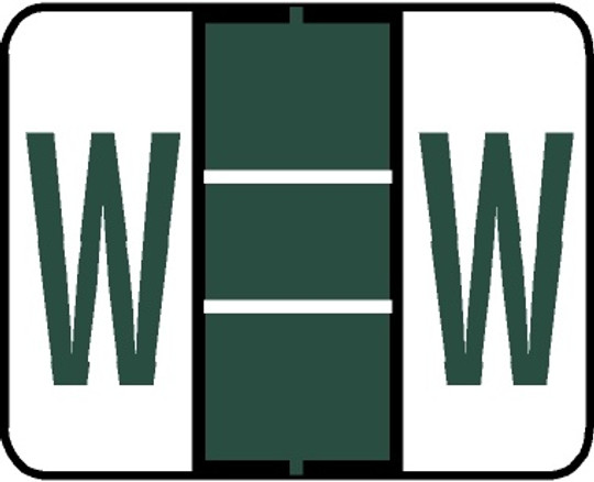 A-Z Labels Tab Compatible 1" Kimdura 'W' DK GREEN - 500/Roll