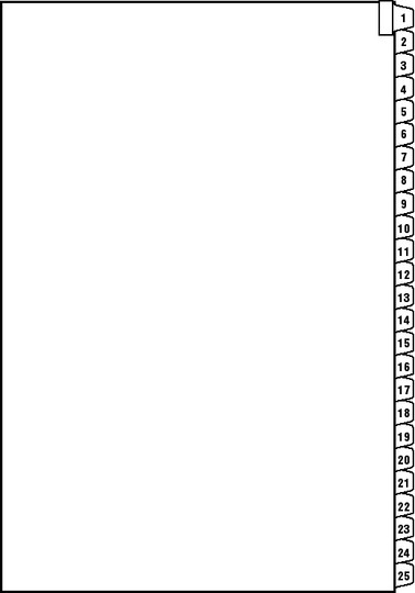1-25 Individual Numbers Side Legal Index '21' - 25/Pkg