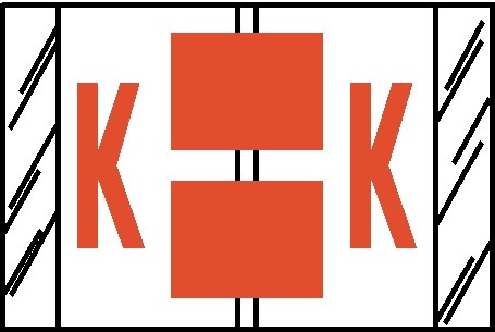 A-Z Labels Col'R'Tab 1" 'K' LT ORANGE
(Tab Compatible) - 500/Roll