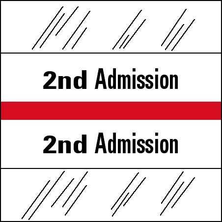 Admission Index Tabs '2ND ADMISSION' RED - 100/Pkg