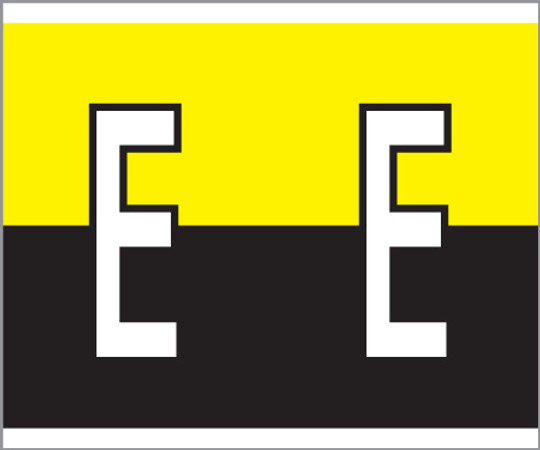 A-Z Labels Kardex PSF 139 Compatible 1-1/4" 'E' YELLOW/BLACK - 210/Pkg