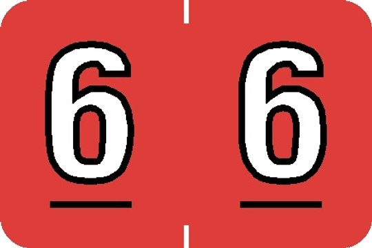 0-9 Labels Colwell Compatible 1" '#6' DK CORAL - 500/Roll