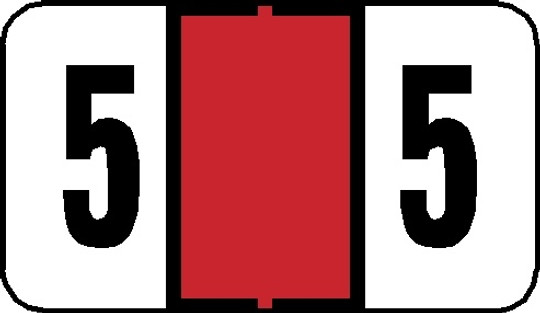 0-9 Labels Jeter Compatible 15/16" '#5' RED - 500/Roll