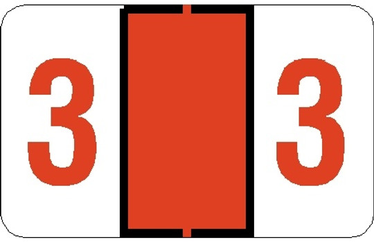 0-9 Labels Tab Compatible 1" '#3' ORANGE - 252/Pkg