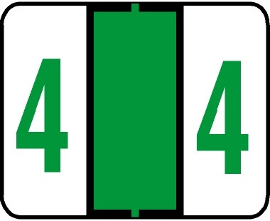 0-9 Labels Tab/Smead Compatible 1" '#4' LT GREEN - 500/Roll