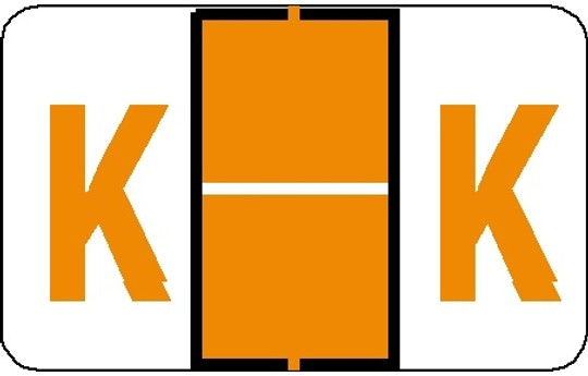 A-Z Labels Tab Compatible 1" 'K' LT ORANGE - 252/Pkg