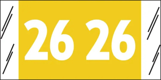 Yearcode Labels Col'R'Tab 3/4" '26' ORANGE/YELLOW (SFI Compatible) - 1000/Roll