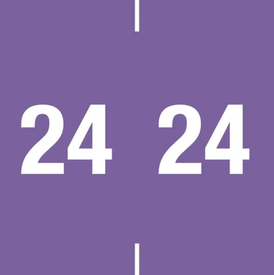 Yearcode Labels Ames Compatible 1-7/8" '24' PURPLE - 500/Roll