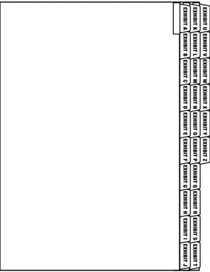 Exhibits A-Z Side Legal Index 'A' - 25/pkg