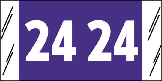 Yearcode Labels Col'R'Tab 3/4" '24' PURPLE (Acme Visible Compatible) - 1000/Roll